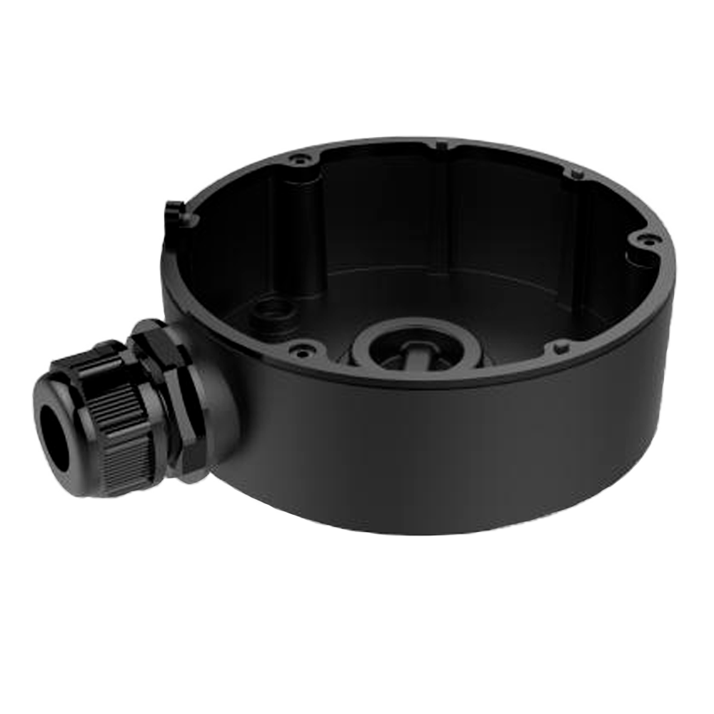 HIKVISION DS-1280ZJ-DM18(Black) - Caja de conexiones - Para cámaras domo - Apto para uso exterior - Instalación en techo o pared - Color negro | 37 (Al) x 111 (Ø) x 141.7 (Fo) mm - Pasador de cables