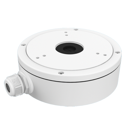 HIKVISION DS-1280ZJ-M - Caja de conexiones - Para cámaras domo - Apto para uso exterior - Instalación en techo o pared - Pasador de cables - Color blanco | 51.5 (Al) x 157 (Ø) mm