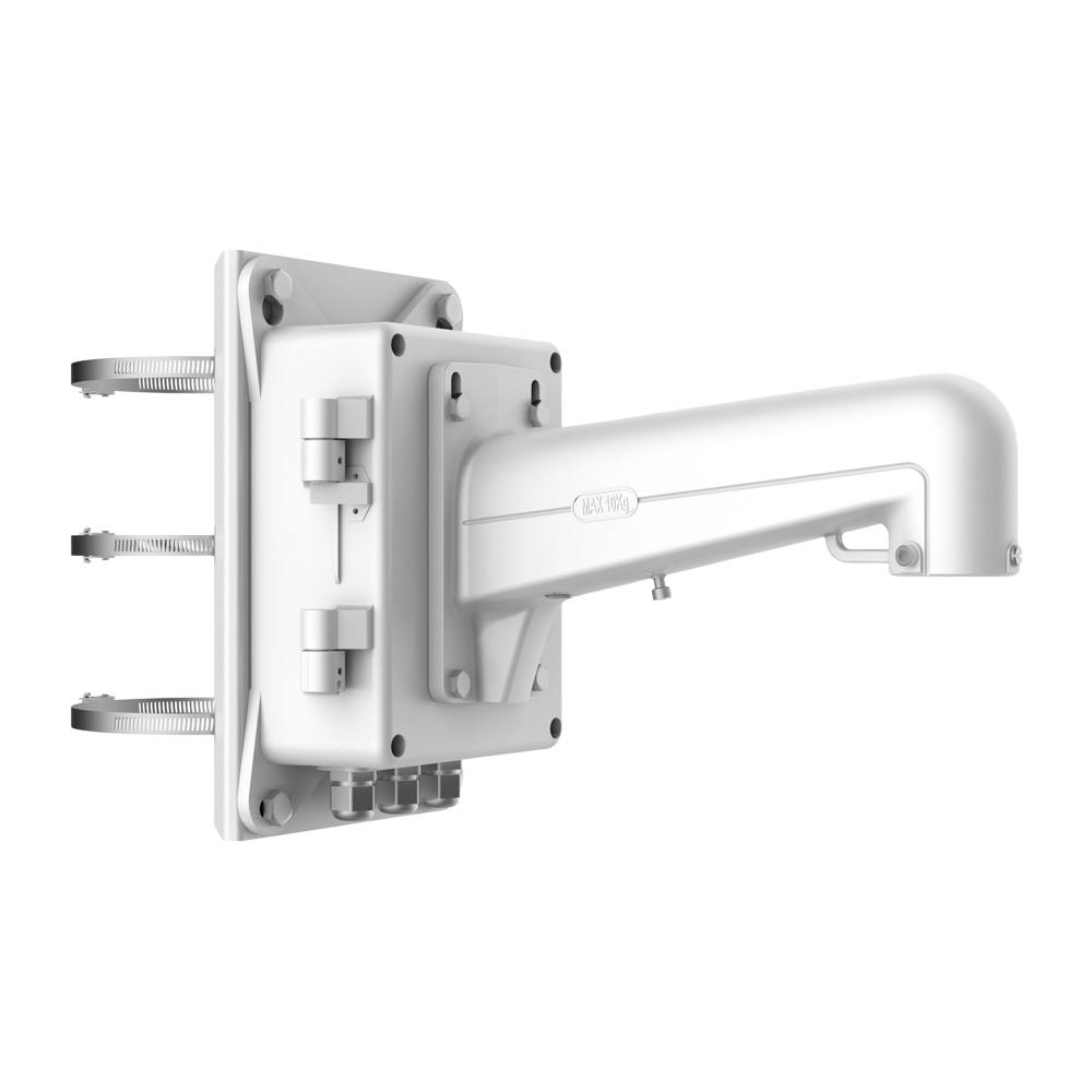 HIKVISION DS-1602ZJ-BOX-POLE - Soporte de poste - Caja de conexiones incluida - Apto para uso en exterior - Color blanco - Pasador de cables - 209.7 mm (An) x 314 (Al) mm x 600.8 (Fo) mm