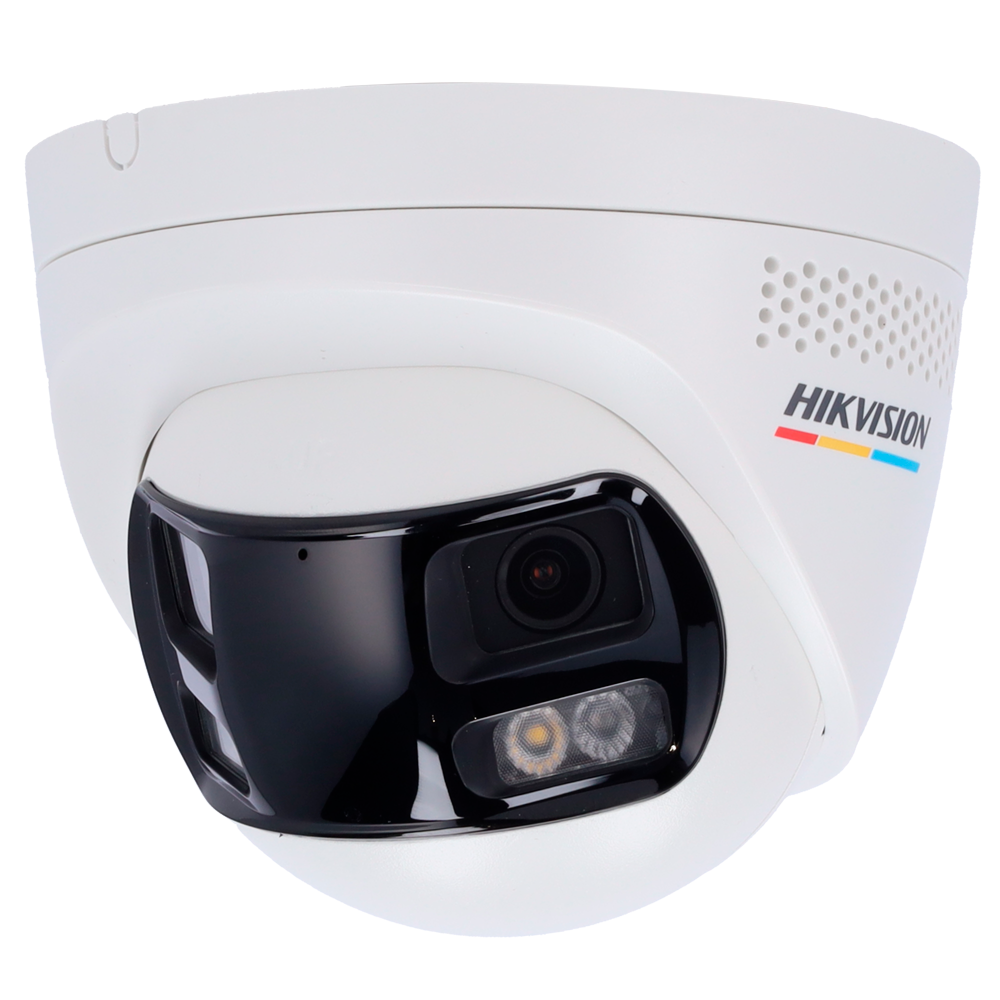 HIKVISION DS-2CD1367G2HP-LIUF/SRB(2.8mm) - Cámara Turret IP Panorámica Hikvision VALUE - R3solución 6 MP (3632x1632) - Luz híbrida 30 m | ColorVu - Micrófono integrado | MD 2.0 - Sirena y flash rojo/azul disuasorio - MicroSD | Lente 2.8 mm | PoE | IP67