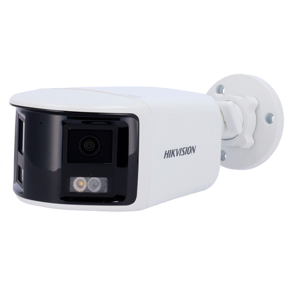 HIKVISION DS-2CD1T63G2P-LIUF/SL(2.8mm) - Cámara Bullet IP gama Value - Resolución 6 Mpx (3632x1632) - Lente dual 2.8 mm visión panorámica - Luz híbrida alcance 30 m - Micrófono integrado | Sirena y flash disuasorio - Detección movimiento 2.0 | MicroSD | P