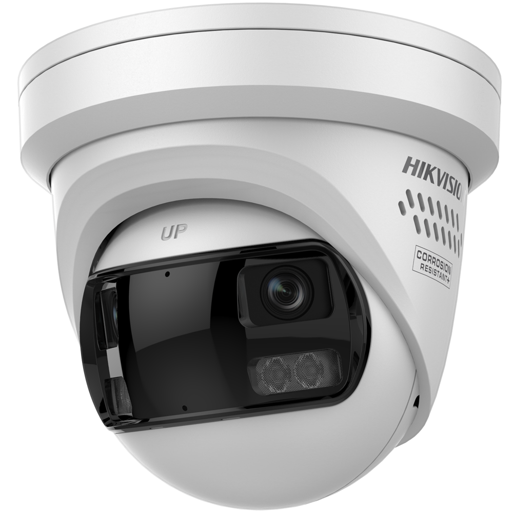 HIKVISION DS-2CD2387G3P-LIS2UY/SRB(180°) - Hikvision cámara IP Turret Panorámica 180º - Gama Pro | Resolución 8 MPx | PoE IEEE802.3at - ColorVu3.0: imagen a color HikAI-ISP F1.0 1/1.8" - Lente 2 x 2.8 mm (180º)l | Luz híbrida hasta 30m - AcuSense3.0