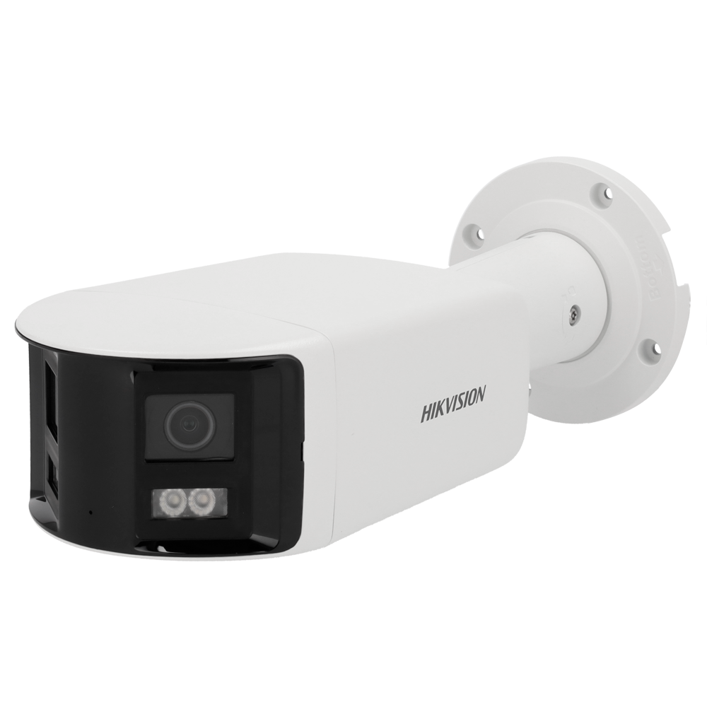 HIKVISION DS-2CD3T87G2P-LSU/SL(4mm)(C) - Hikvision Cámara Panorámica Bullet IP SOLUTIONS - Resolución 8 Megapíxel (5120x1440) - Lente 4 mm | Luz blanca 40 m | ColorVu - Micrófono y altavoz | Sirena y flash disuasorio - Detección de movimiento 2.0 | AcuSen