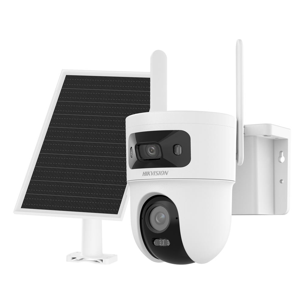 HIKVISION DS-2CFSP8-D/4G(2.8+4mm)/EU - Cámara PTZ IP 4G con panel solar VALUE - Resolución 4 Mpx (2560x1440) - Lente dual 2.8+4 mm | Luz híbrida 30 m - Incluye panel fotovoltaico para uso autónomo 8 W - Batería de litio 9000 mAh | Modo AOV - MicroSD | IP6