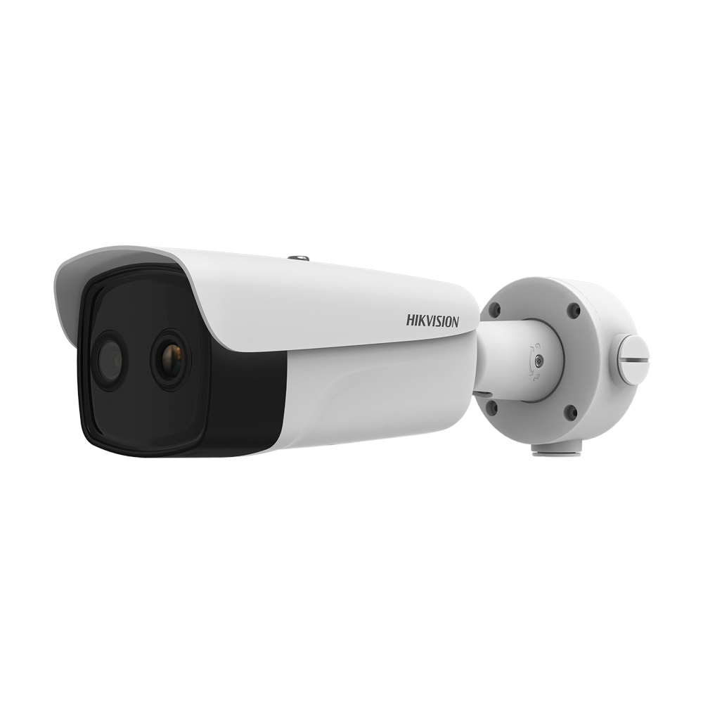 HIKVISION DS-2TD2637T-10/QY - Cámara térmica Dual IP Hikvision Gama SOLUTIONS - Sensor térmico 384x288 VOx | Lente 9.7 mm - Sensor óptico 1/2.7” 4 Mpx | Lente 4 mm - Sensibilidad térmica ≤ 35mK - Rango medición temp -20~550ºC / ±2ºC| PoE - IP67 | IK10 | A