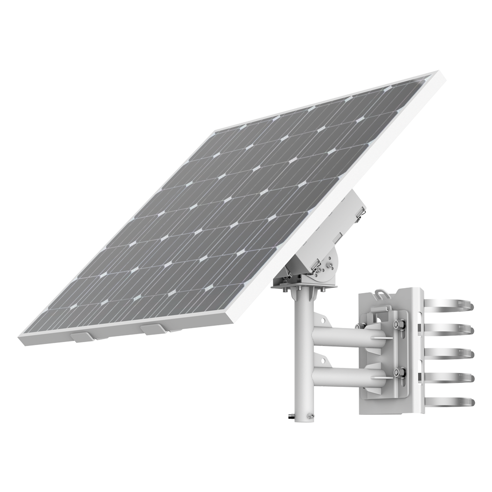 HIKVISION DS-2XS6K02-C36S80 - Sistema de alimentación autónoma para CCTV - Panel solar de 80W - Batería Litio 360 Wh (90 Wh cada una) - Soporte para anclaje en mástil - RS-485 | IP66, resistente al viento - Soporta carga simultánea solar y red eléctrica