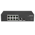 HIKVISION DS-3T1310P-SI/HS - Hikvision Switch PoE Gestionable - 8 Puertos PoE 802.3af/at + 2 Uplinks - Puertos 10/100 Mbps y Uplinks Gigabit - Potencia de 30W por puerto / Máximo 110W - Rango de temperatura ampliado -30°C a 65°C - PoE Watchdog para autore
