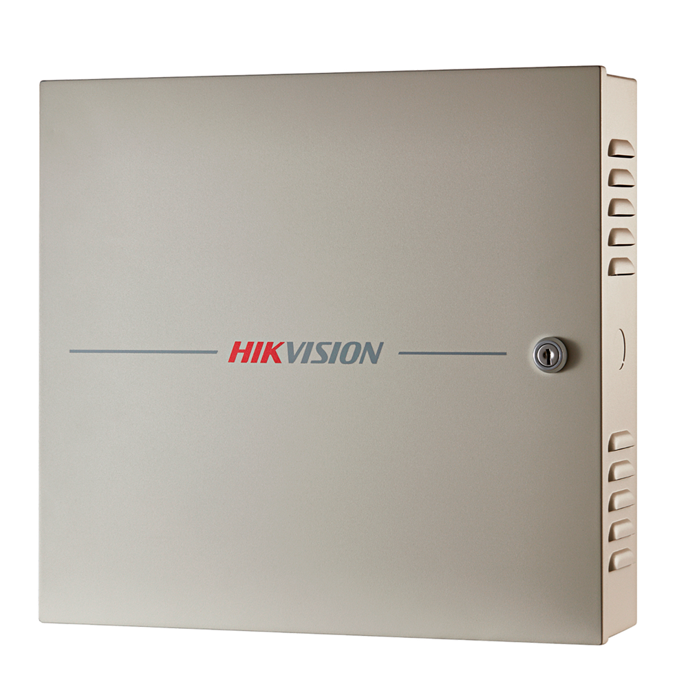 HIKVISION DS-K2604T - Controladora de acceso Multi-identificación - Facial, huella, tarjeta, QR o PIN - 4 puertas | Comunicación TCP/IP y RS485 - 4 lectores por Wiegand | 8 lectores por OSDP - Caja con alimentación | Hueco para batería - Software iVMS-420