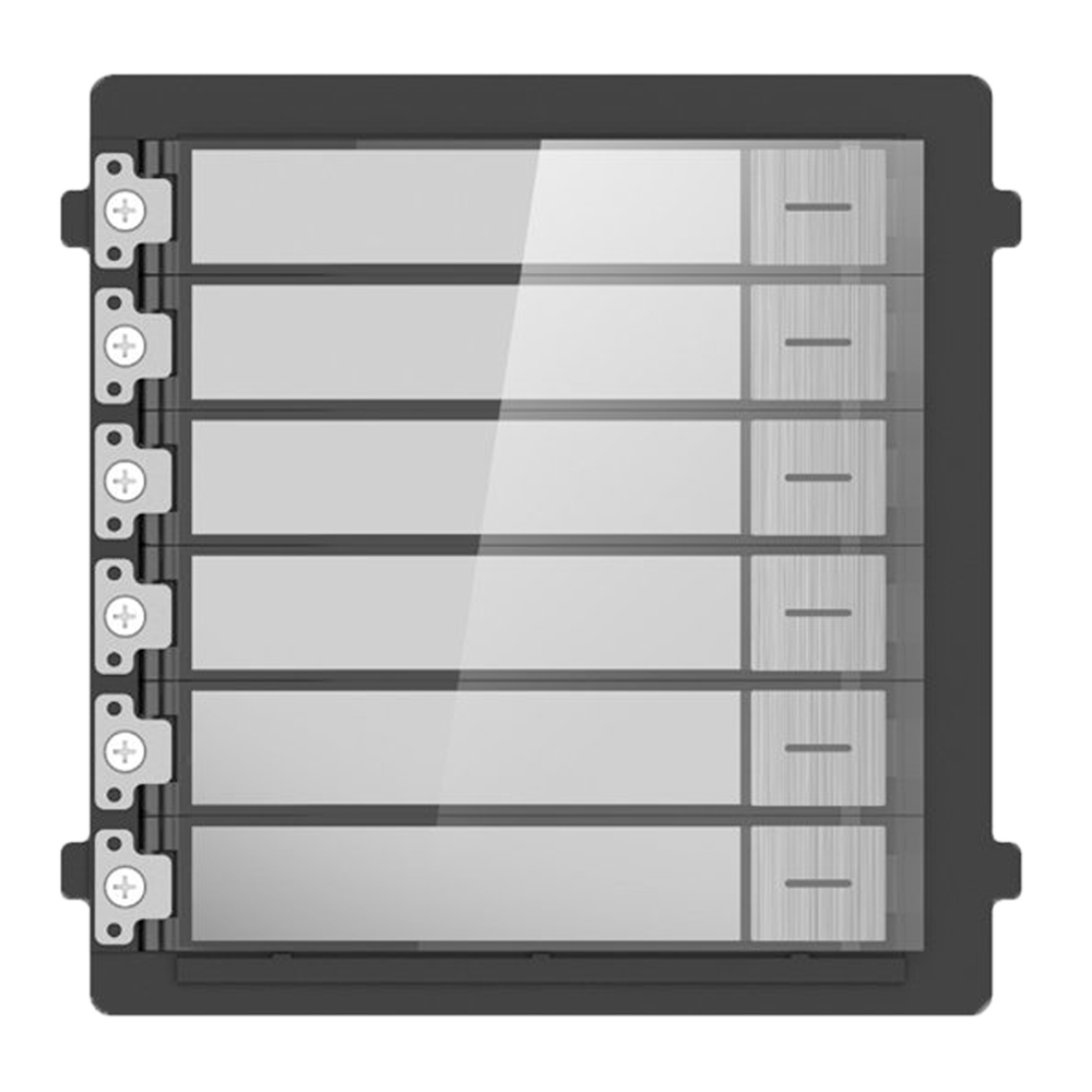 HIKVISION DS-KD-KK/S - Módulo de extensión de acero inoxidable - Llamada a diferentes monitores - Botonera de 6 botones - 6 etiquetas personalizadas con LED - Apto para exterior IP65 - Montaje modular