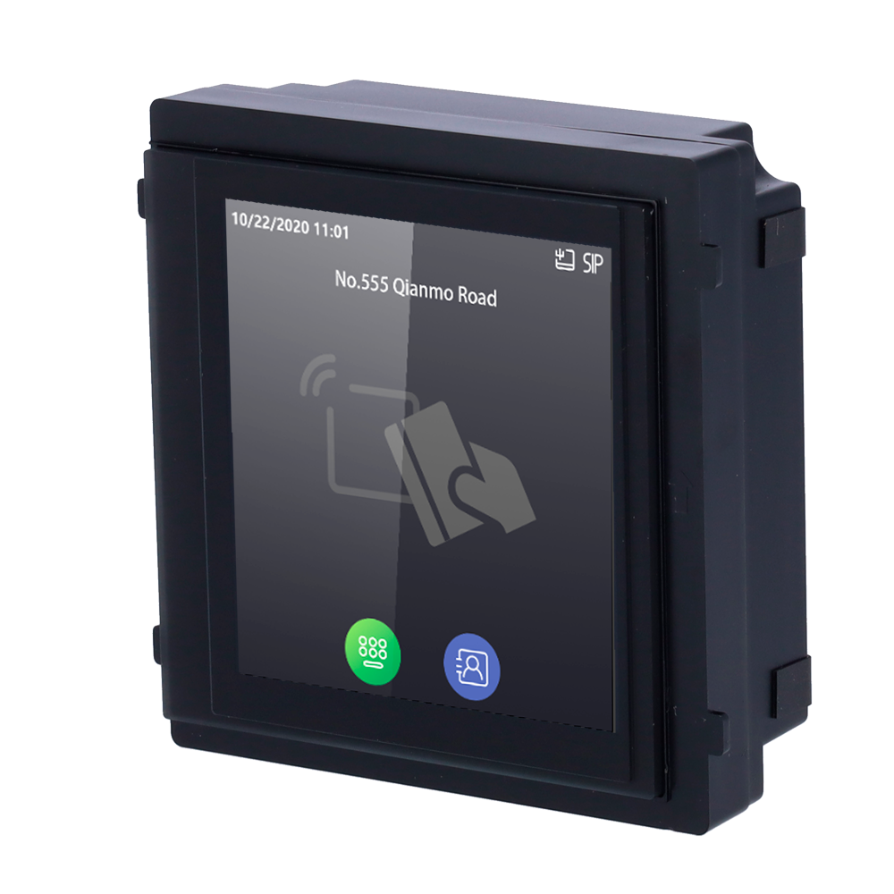 HIKVISION DS-KD-TDM - Módulo de extensión - Pantalla táctil IPS 4" | Teclado y directorio - Apertura con tarjeta MF y PIN - Almacentamiento 500 contactos - Apto para exterior IP65 | IK08 - Montaje modular - imagen 1