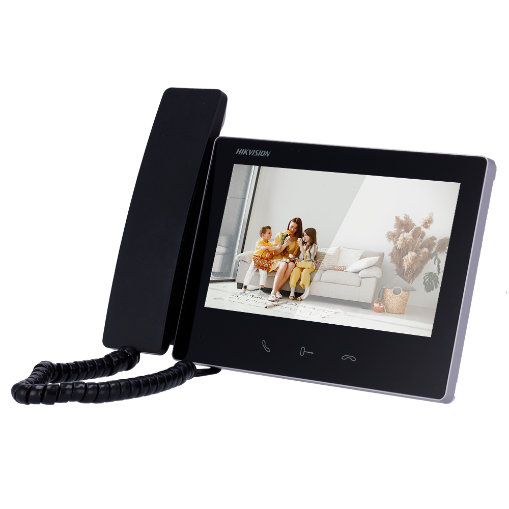 HIKVISION DS-KH7300EY-THE2 - Monitor para videoportero - Pantalla TFT de 7" - Audio bidireccional | LED de estado - 2 hilos HD | Auricular de mano - Ranura tarjeta microSD hasta 128 GB - Montaje en superficie - imagen 1