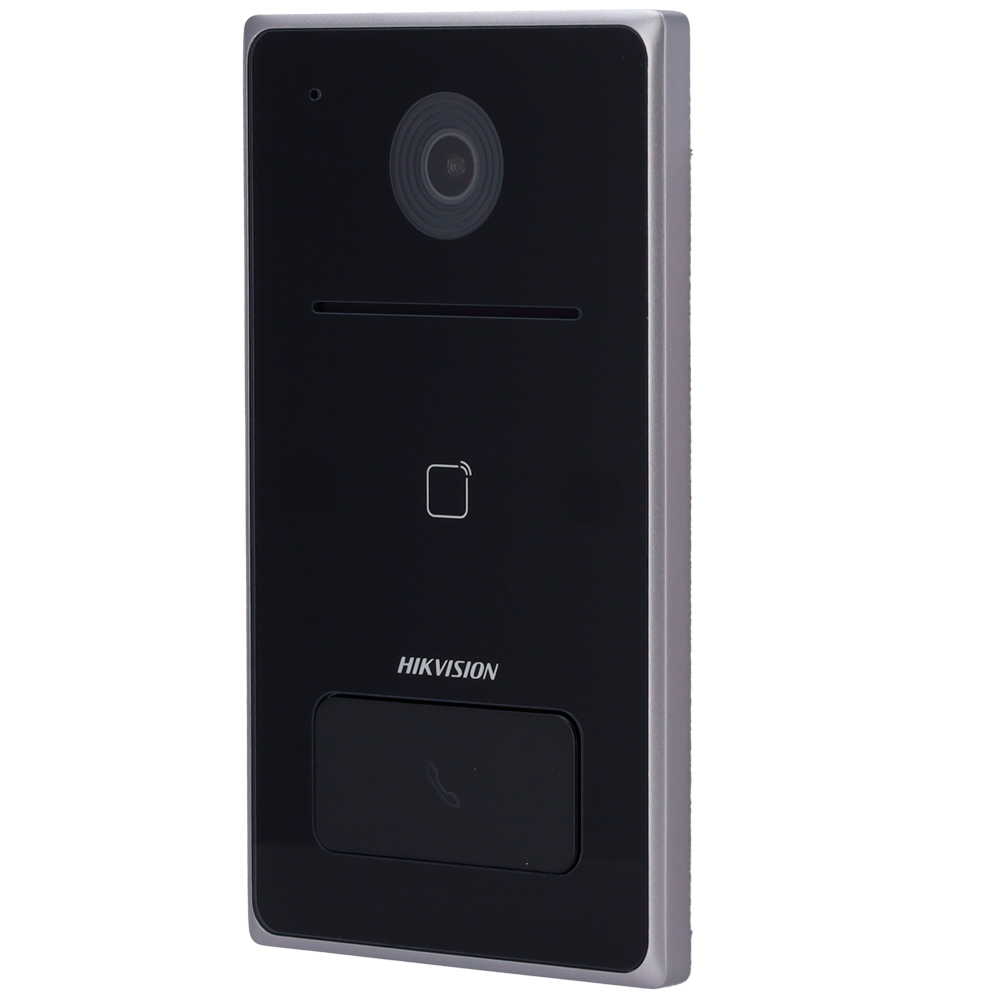HIKVISION DS-KV6133-WME1/Surface - Videoportero IP WiFi - Cámara 2 Mpx | Audio bidireccional - Apertura con tarjeta MF | 1 relé - App móvil con o sin monitor - Apto para exterior IP65 - Montaje en superficie | PoE