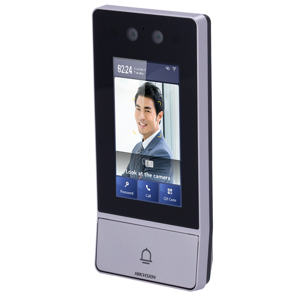 HIKVISION DS-KV9503-WBE1 - Videoportero IP WiFi - Cámara 2 Mpx | Audio bidireccional - Facial, tarjeta MF, QR, PIN y BLE | 2 relés - App móvil a través de monitor - Pantalla IPS 4.3" táctil | IP65, IK08 - Montaje en superficie | PoE - imagen 1