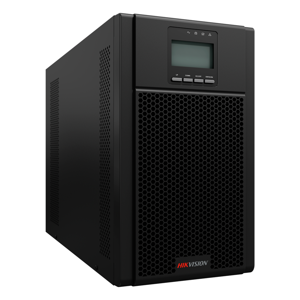 HIKVISION DS-UPS03K72-R/TS/EU - SAI online doble conversión - Potencia 3000VA / 2700W - Entrada AC 176~264V / Salida AC 208~240V - 4 salidas SAI/UPS protegidas - Tiempo de recarga 4h - 6 baterías de plomo-ácido selladas (incluidas)