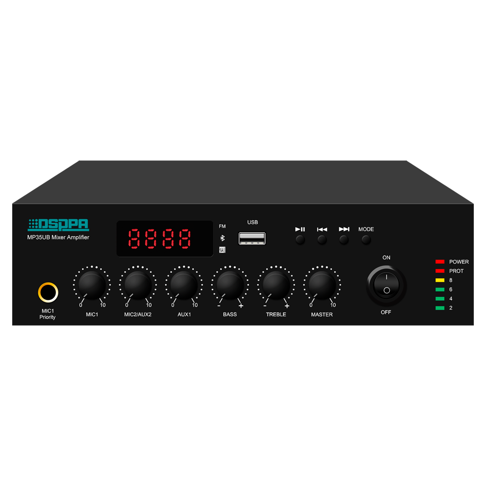 DSPPA-MP120UB - Mini mezclador digital - Amplificador 100V - Reproductor USB / Radio FM / Blutooth - Potencia nominal 120W - Salida de línea - Soporta mando a distancia - imagen 1