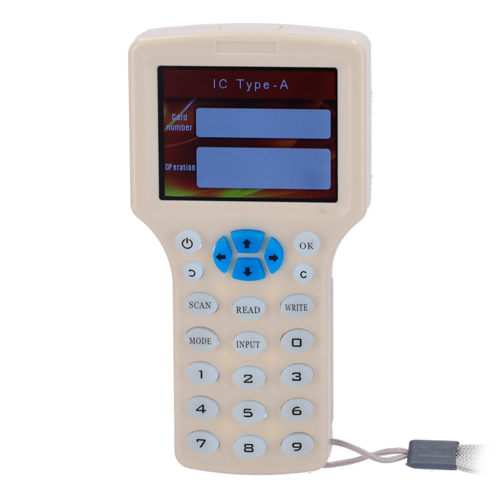 MARCA BLANCA ENCODER-MFEM - Lector-escritor de tarjetas RFID - Pantalla 3" TFT y teclado - Identificación y clonación de tarjetas - EM 125 kHz y MF 13.56 MHz - Alimentación 4 pilas AAA o microUSB - Plug &amp; Play - imagen 1