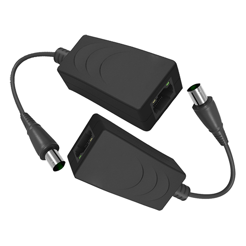 MARCA BLANCA EOC-200 - Extensor de IP por cable coaxial - Pasivo | No requiere alimentación - Emisor y receptor - Permite transmitir 1 canal IP - Distancia máxima 200 m - Ancho de banda 10/100 Mbps