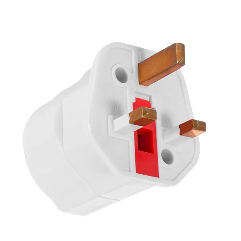 MARCA BLANCA EU-UK-ADAPTER - Adaptador - Enchufe Tipo F (EU) a Enchufe Tipo G (UK) - Voltaje 250V AC - Potencia Máxima 3250 W - Corriente Máxima de Salida 13 A - Color blanco - imagen 1