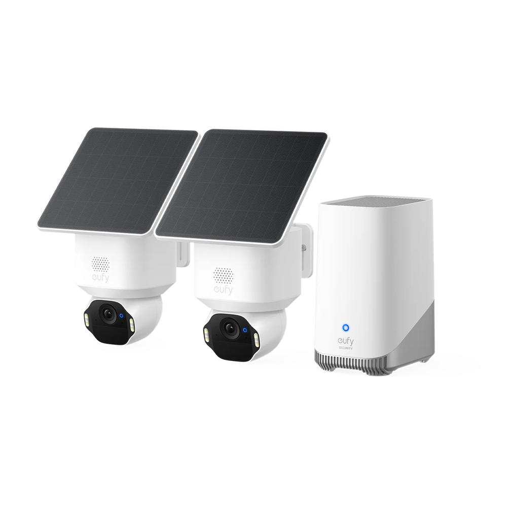 EUFY-SOLOCAM-E42-KIT-W - Eufy SoloCam E42 2+1 (HomeBase S380) - Resolución 4K UHD (8 MP) / Sirena y luz estrobos - IA detecta personas, vehículos y mascotas - HomeBase S380 ampliable a 16 TB - Batería recargable 10.000 mAh integrada - Apta para exterior I - imagen 1