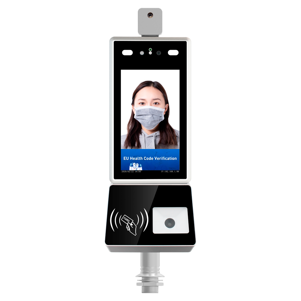 MARCA BLANCA FACE-TEMP-QR-T - Escáner Green Pass | Pasaporte COVID EU - Instalación en torno | Ethernet | Multidioma - Detección de Fiebre, Mascarilla y Rec Facial - Autenticación con Servidores de países UE - Software sVMS2000 gratuito incluído - Salida