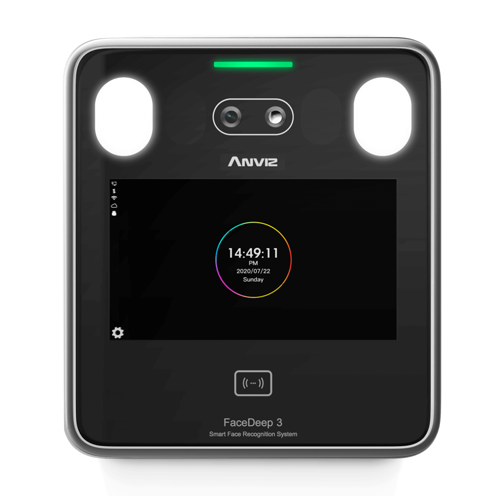 ANVIZ FACEDEEP3-PRO - Control de acceso y presencia - Facial, tarjeta MF y PIN - 6.000 usuarios | 100.000 registros - TCP/IP, WiFi, Bluetooth, USB, RS485, Wiegand - 5" TFT táctil | Controladora integrada - CrossChex Standard / Cloud / Mobile