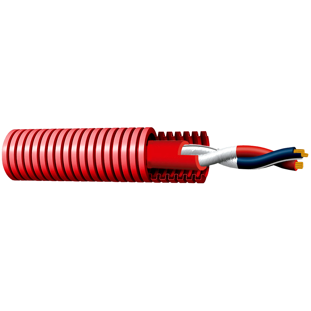 MARCA BLANCA FC15P-100-C - Cable especial para sistemas contraincendios - Par trenzado precableado en tubo corrugado 16mm - Conductor Cobre flexible Clase 5 - Rollo de 100 metros - Libre de halógenos - Certificado CPR Cca -1sb, a1, d1
