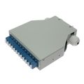 MARCA BLANCA FIBERBOX-DIN-12-LC-UPC - Caja de distribución de fibra para carril DIN - Incluye 12 adaptadores LC dúplex preinstalados - Pulido UPC para baja pérdida de señal óptica - Bandeja de empalme interna integrada - Se suministra vacía, sin pigtails - imagen 1