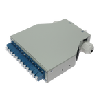MARCA BLANCA FIBERBOX-DIN-12-LC-UPC - Caja de distribución de fibra para carril DIN - Incluye 12 adaptadores LC dúplex preinstalados - Pulido UPC para baja pérdida de señal óptica - Bandeja de empalme interna integrada - Se suministra vacía, sin pigtails - imagen 1