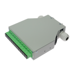 MARCA BLANCA FIBERBOX-DIN-12-SC-APC - Caja de distribución de fibra para carril DIN - Incluye 12 adaptadores SC simplex preinstalados - Pulido APC para baja pérdida de señal óptica - Bandeja de empalme interna integrada - Se suministra vacía, sin pigtails - imagen 1