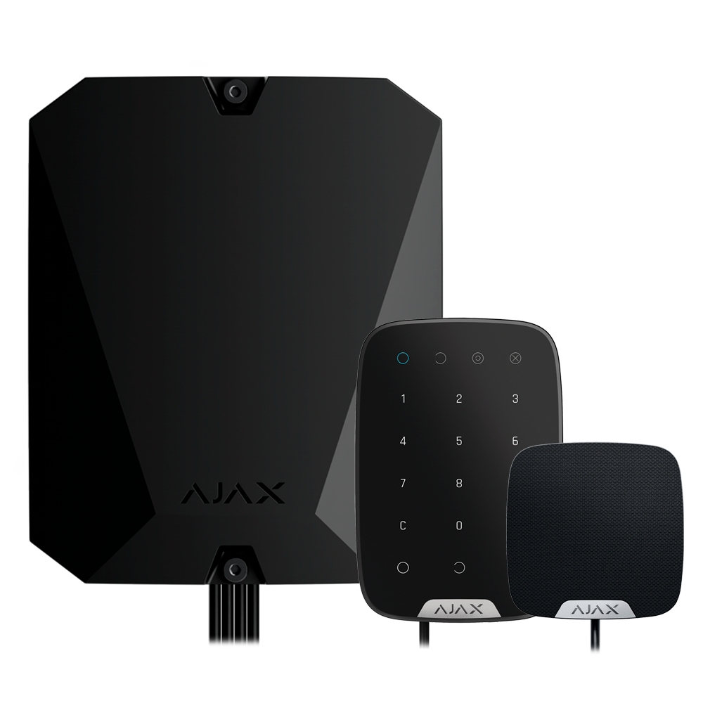 AJAX FIBRA-KIT1-PRO-4G-B - Kit de alarma profesional - Certificado Grado 3 - Comunicación Ethernet y dual SIM 4G - Protocolos Jeweller, Wings y Fibra - Incluye: panel híbrido, teclado y - sirena de interior - imagen 1