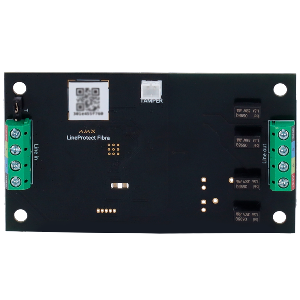 AJAX FIBRA-LINEPROTECT - Módulo de protección de línea cableada - Contra cortocircuitos, tensión de 110/230 VAC, - Alta tensión y descargas eléctricas - Protocolo Fibra - Certificado grado 3 - Dispone de jumper de resistencia de terminación - imagen 1