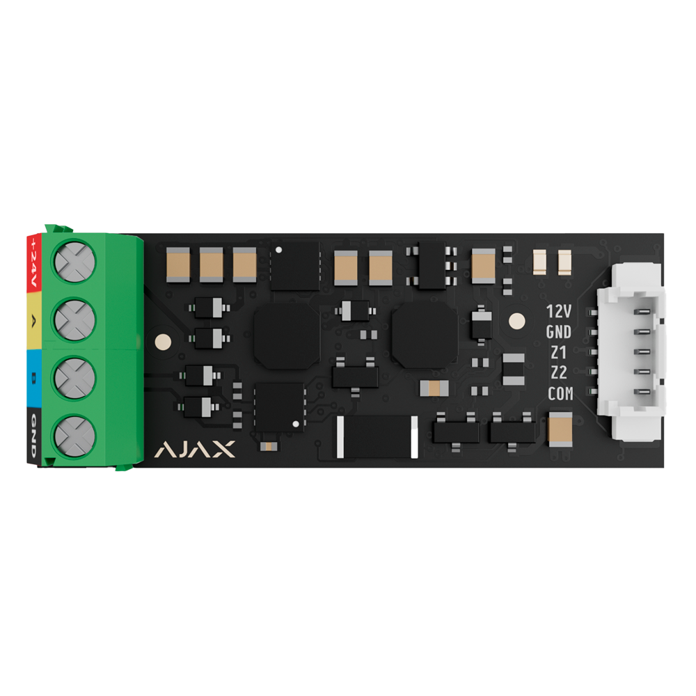 AJAX FIBRA-TRANSMITTER - Módulo de integración dispositivo de terceros - Protocolo Fibra - Certificado grado 3 - 2 entradas cableadas - Alarma configurable NC, NO, EOL, 2EOL, 3EOL - Salida de alimentación 12V / 50 mA - imagen 1