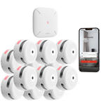 X-SENSE FS121 - Kit de detección de incendio autónomo X-Sense - Inlcuye 12 detectores de humo XS01-M y Hub SBS50 - Conexión con HUB SBS50 para comunicación por APP - Permite conectar 50 detectores en la misma red - Alarma sonora 85 dB a 3m - Certificado E - imagen 1