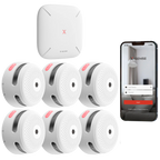 X-SENSE FS61 - Kit de detección de incendio autónomo X-Sense - Inlcuye 6 detectores de humo XS01-M y Hub SBS50 - Conexión con HUB SBS50 para comunicación por APP - Permite conectar 50 detectores en la misma red - Alarma sonora 85 dB a 3m - Certificado EN - imagen 1