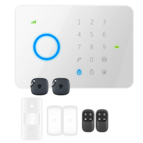 CHUANGO G5PLUS - Kit de alarma doméstica - Panel táctil con módulo GSM - Envío de alertas por SMS y llamada - Detector PIR volumétrico - 2 Contactos magnéticos puerta/ventana - Incluye 2 mandos y 2 tarjetas RFID - imagen 1