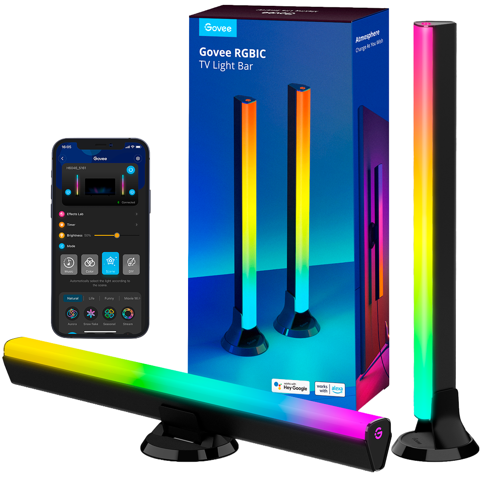 GOVEE GV-BARS-H6046-TV-45 - Accesorios TV - Barras de luz LED - Wi-Fi 2.4 GHz + Bluetooth - Color segmentado RGBIC - 170 lúmenes / 30 fuentes de luz - Homekit / Alexa / Google Home - Para interior / Pantallas de 45" - 70" - imagen 1