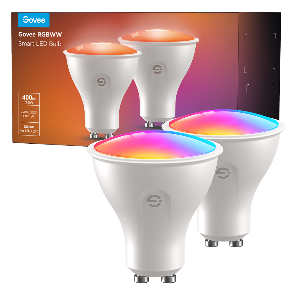 GOVEE GV-BULB-H600D-GU10-2P - Bombilla inteligente GU10 Govee - Wi-Fi 2.4 GHz + Bluetooth - Color segmentado + Blanco cálido/frío - Intensidad 400 lúmenes - Matter / Homekit / Alexa / Google Home - Para interior - imagen 1