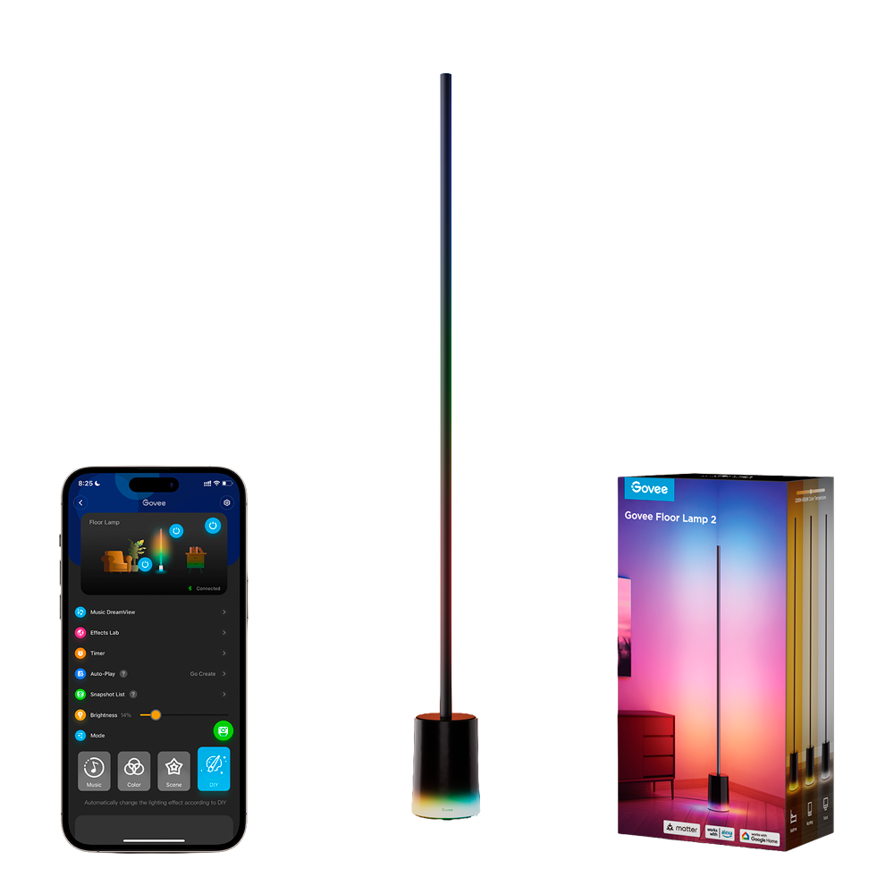 GOVEE GV-FLOOR-H607C-152CM - Lámpara Govee de suelo - Wi-Fi 2.4 GHz + Bluetooth - Color segmentado + Blanco cálido/frío - Intensidad 1725 lúmenes - Matter / Homekit / Alexa / Google Home - Para interior - imagen 1