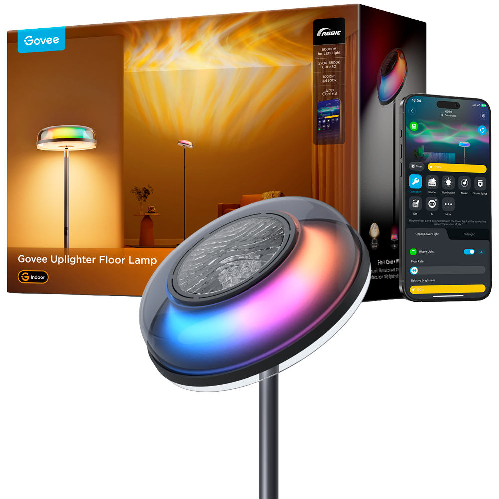 GOVEE GV-FLOOR-H60B0-170CM-TRIPLE - Lámpara Govee de suelo tri-zona - Wi-Fi 2.4 GHz + Bluetooth - Color segmentado + Blanco cálido/frío - Intensidad 1000 lúmenes - Matter / Homekit / Alexa / Google Home - Para interior - imagen 1