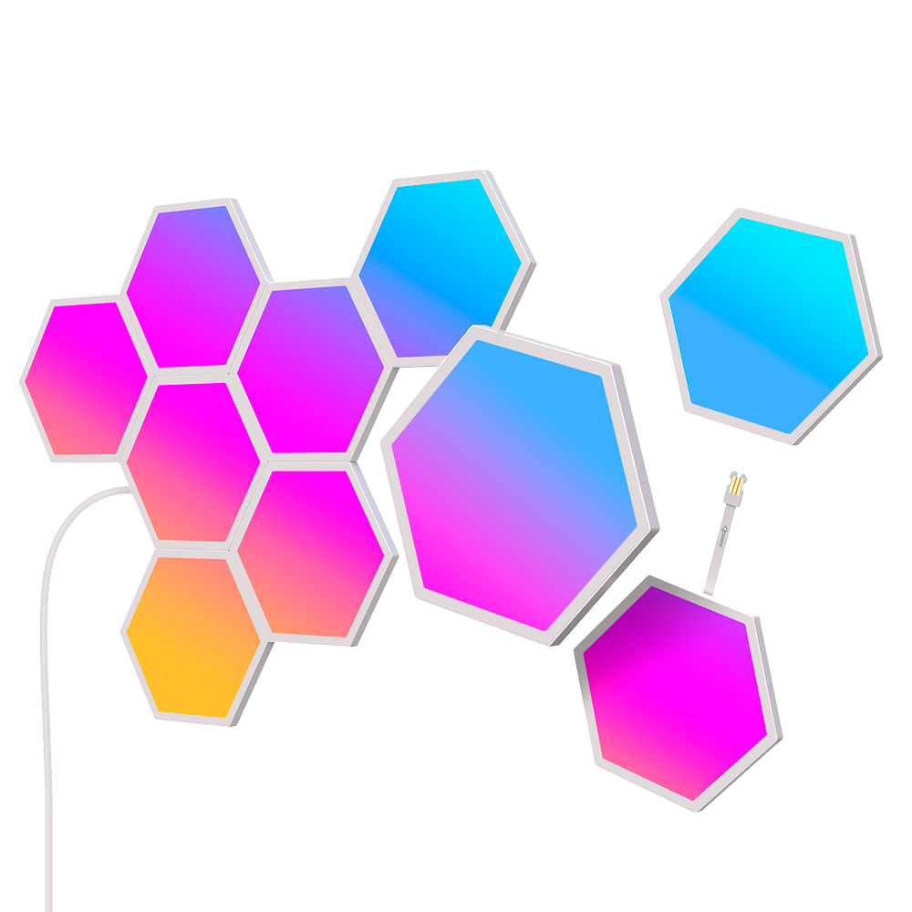 GOVEE GV-HEXA-B6061-PANEL-10P - Paneles de luz hexagonales Govee Glide - Wi-Fi 2.4 GHz + Bluetooth - Color segmentado RGBIC - Homekit / Alexa / Google Home - 40+ Modos de escena - Para interior - imagen 1