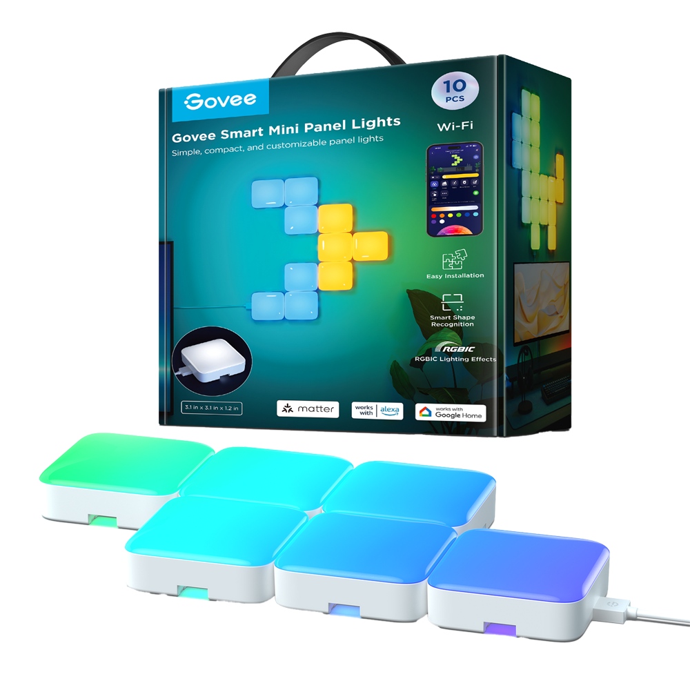 GOVEE GV-MINI-H8069-PANEL-10P - Lampara de mesa Govee - Wi-Fi 2.4 GHz + Bluetooth - Color segmentado - Intensidad 260 lúmenes - Matter / Homekit / Alexa / Google Home - Para interior - imagen 1