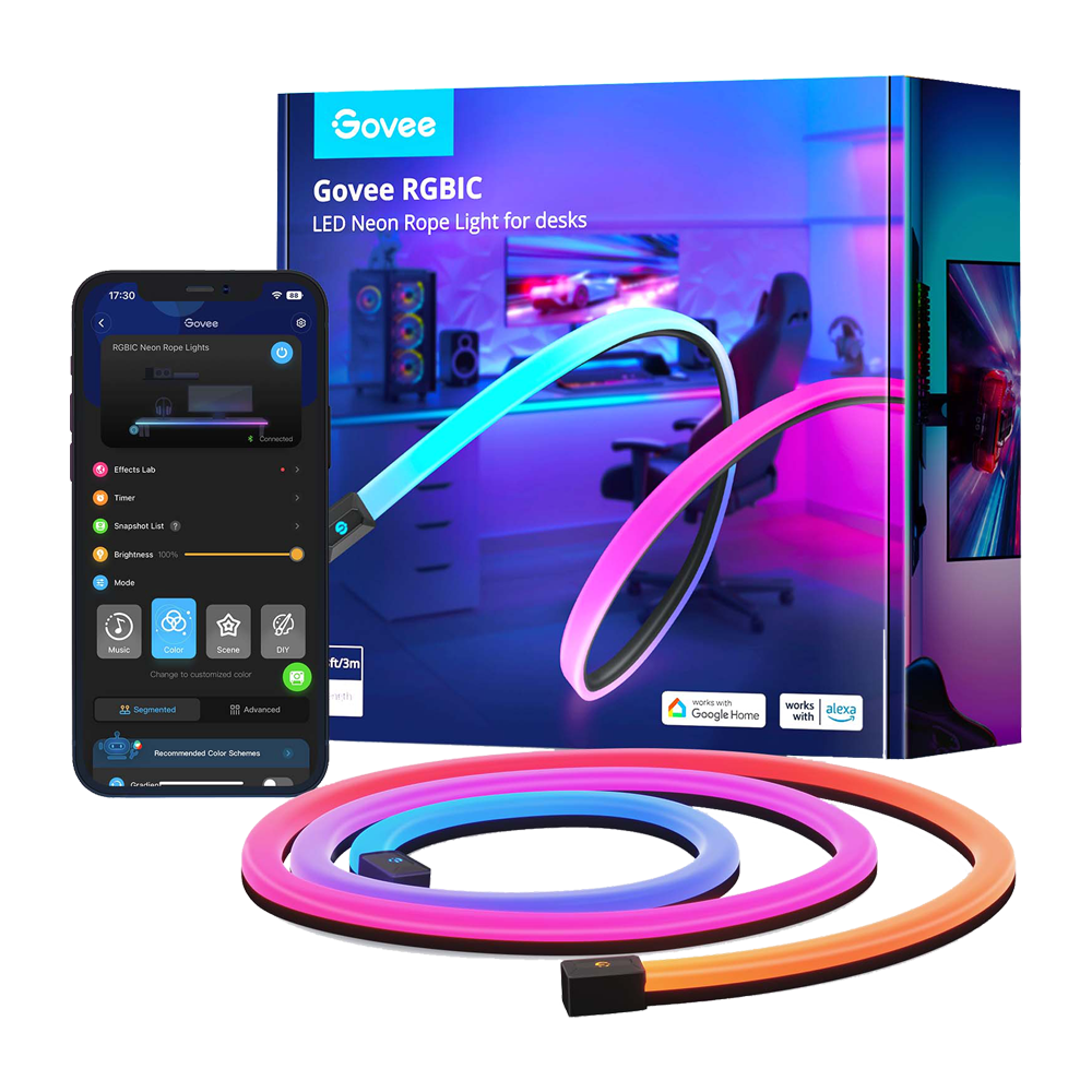 GOVEE GV-NEON-H61C3-3M-DESK - Govee Tira NEON inteligente para escritorios - Wi-Fi 2.4 GHz + Bluetooth - Color RGBIC segmentado / 3m - 84 LEDs/m - Homekit / Alexa / Google Home - Para interior - imagen 1