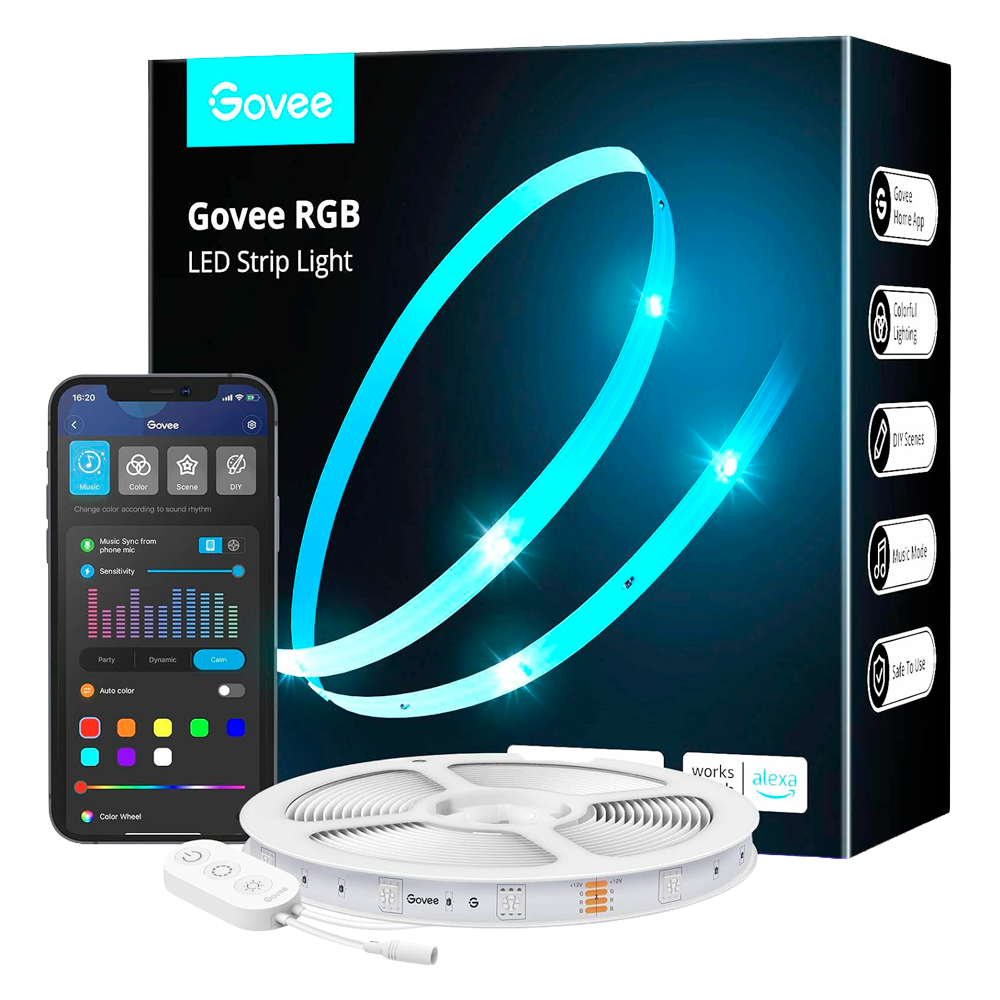 GOVEE GV-STRIP-H615A-5M-RGB-SMART - Govee Tira LED inteligente 5m - Wi-Fi 2.4 GHz + Bluetooth - Color RGB - 52 lúmenes/m / 90LEDs - App Govee / Alexa / Google Home - Para interior - imagen 1