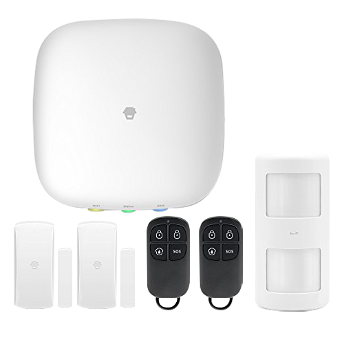 CHUANGO H4PLUS - Sistema de alarma y Smart Home - Panel con módulo Wifi y GSM / GPRS - Envío de notificaciones push y llamada - 1 Detector PIR volumétrico - 2 contactos magnéticos puerta/ventana - 2 mandos control remoto