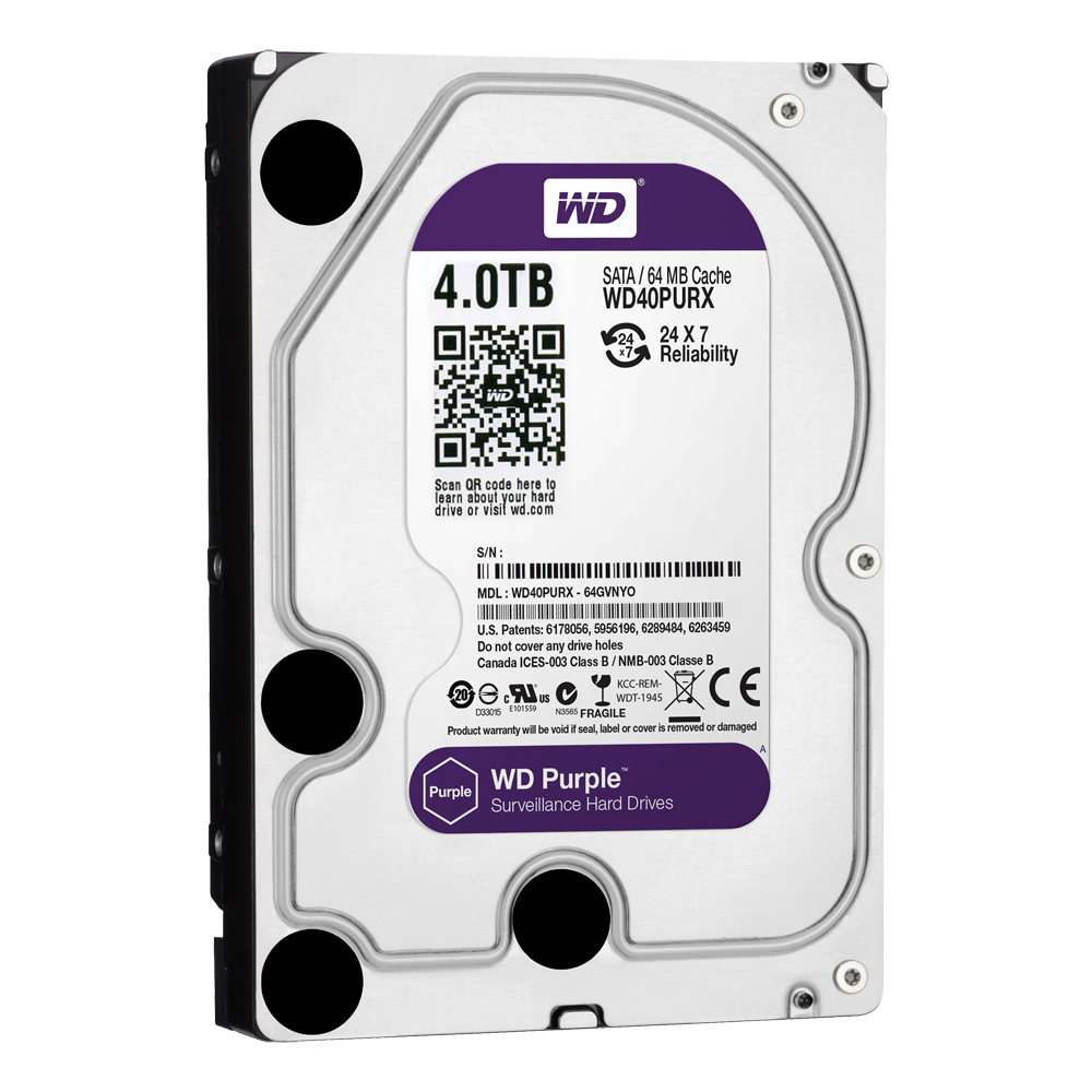 WESTERN DIGITAL HD4TB - Disco duro Western Digital - Capacidad 4 TB - Interfaz SATA hasta 175 MB/s - Modelo WD43PURZ - Especial para Videograbadores - Hasta 64 cámaras de alta definición - imagen 1