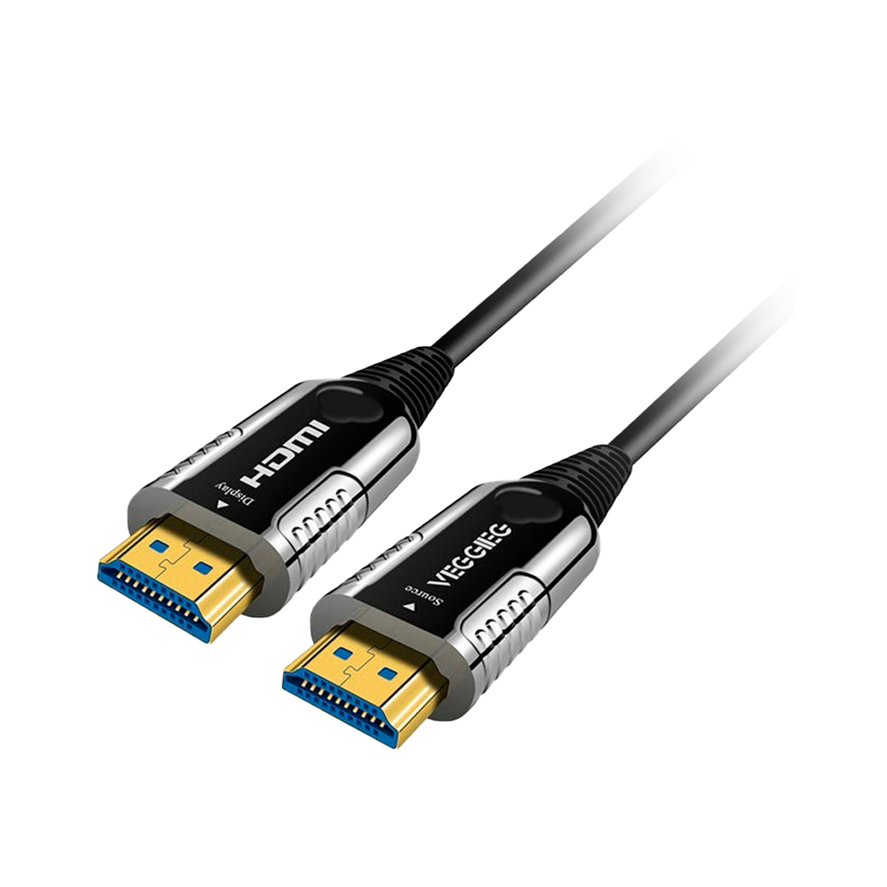 MARCA BLANCA HDMI-OPTICAL-100M - Cable HDMI de fibra óptica - Conectores HDMI tipo A macho - Soporte 4K@60 Hz - 100 m - Cable no es reversible - Color negro