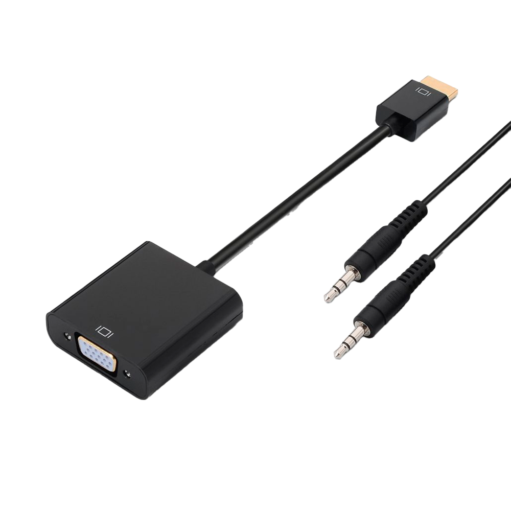MARCA BLANCA HDMI-VGA0.1+A1.0/N - Conversor HDMI - VGA + audio - Entrada HDMI macho - Incluye cable jack 3'5mm macho-macho de 1 metro - Salida SVGA(D-Sub 15) + jack 3'5mm hembra - Soporta señal de salida 1080p - Soporta HDCP 1.2