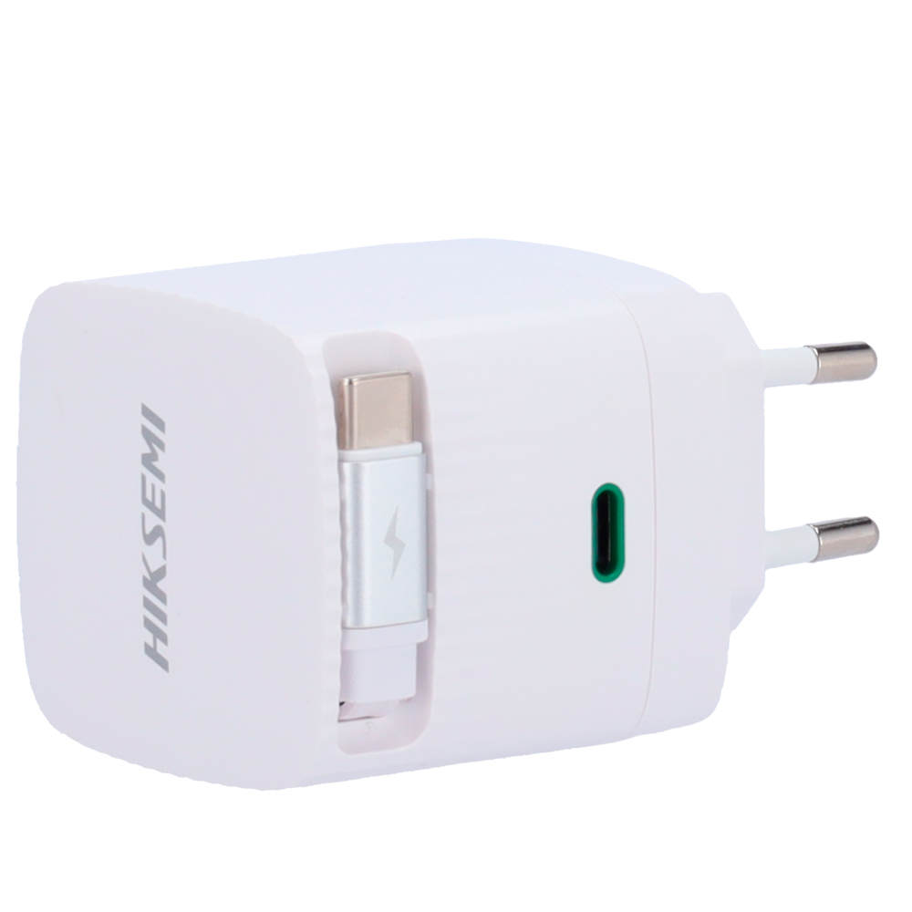 HIKVISION HS-HUB-GaN67STD/2C/67W/White/EU - Hikvision - Cargador USB - Potencia 67W | Con tecnología GaN - Carga rápida - Salidas 1 x USB-C, 1 x USB-C cable - Color blanco