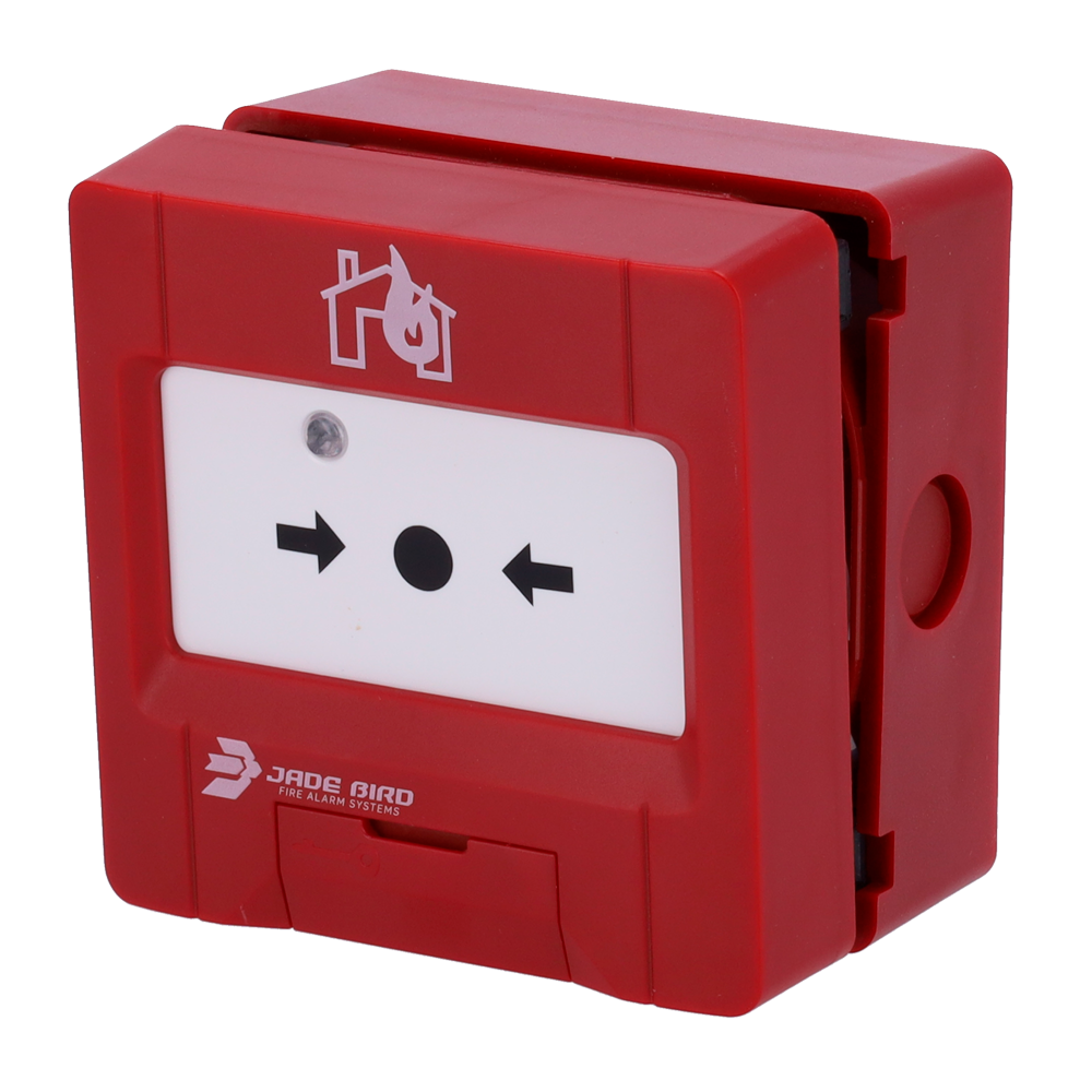 JADE BIRD JBE-2100 - Pulsador analógico Jade Bird - Rearmable - Indicador luminoso y visual de activación - Contacto seco auxiliar - Certificado EN 54-11 - imagen 1