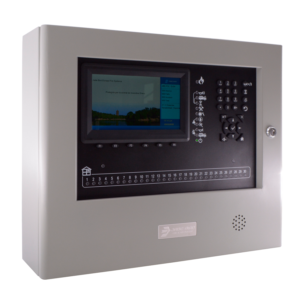 JADE BIRD JBE-P2L1.2L - Central analógica Jade Bird de 2 lazos - Hasta 200 dispositivos por lazo - USB para datos de programación y actualización - Pantalla LCD color de 7” - Certificados EN54-2, EN54-4 - Necesario programador JBE-AT1 para direccionar